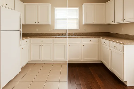 Before and After: Transforming a Kitchen with Dark Wood Floors illustration