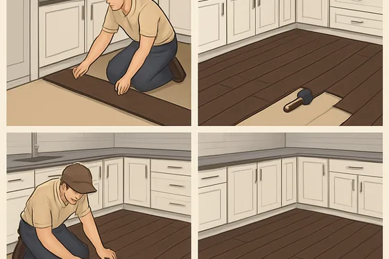Step-By-Step Guide to Installing Dark Wood Flooring in Your Kitchen illustration