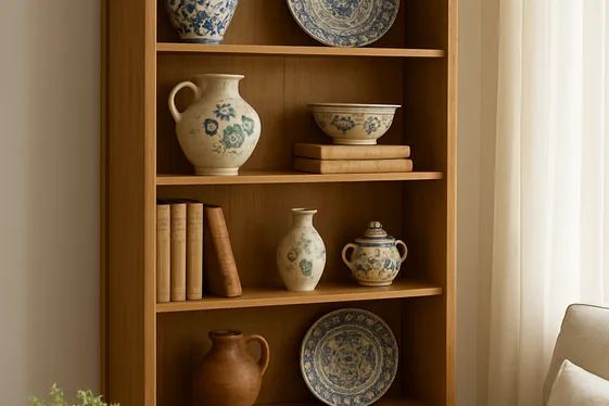 Open Shelving Displays with Curated European Decor illustration