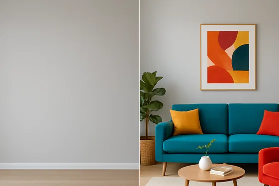 Before and After: Grey Walls Paired with Bold Furniture illustration