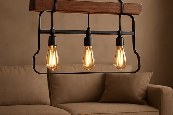 Iron and Wood Mix Lighting Fixtures illustration