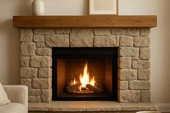 Classic Stone Fireplace Surrounds Mixing Old and New illustration