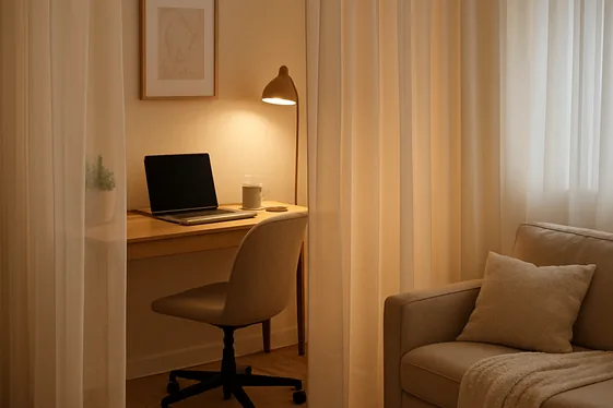 Create Zones with Area Rugs and Curtains illustration