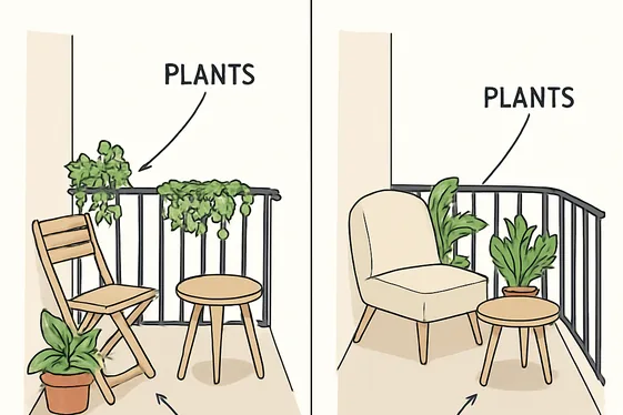 Design with Do’s and Don’ts for Balcony Layout illustration