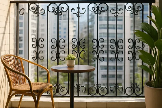 Vertical Bar Grills with Decorative Patterns illustration