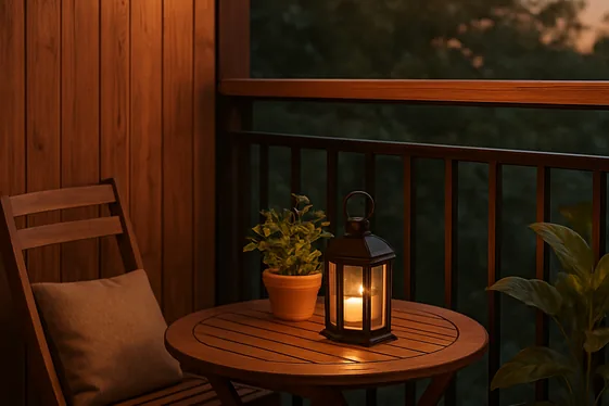 Wood Accent Balcony Grills for Warmth illustration