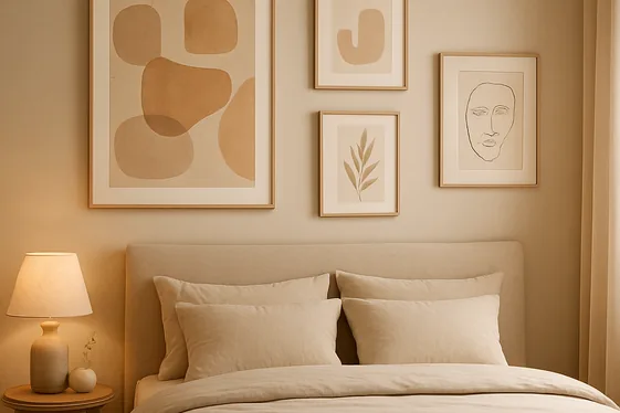 Use Art and Prints to Personalize Beige Bedrooms illustration
