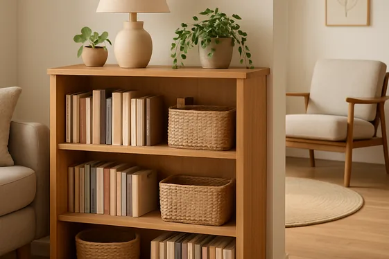 Use a Low Bookshelf as a Room Divider Corner illustration