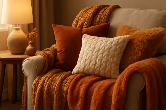 Mix Textures with Throws and Pillows for Warmth illustration