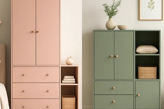Comparison of Pink and Green Storage Solutions illustration