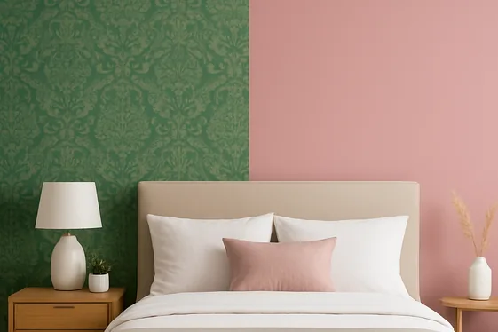 Classic Green Wallpaper versus Modern Pink Paint illustration