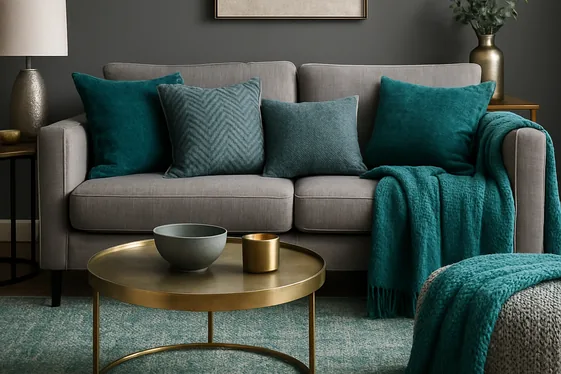 Step-by-Step Guide to Layering Textures in Your Teal and Grey Living Room illustration
