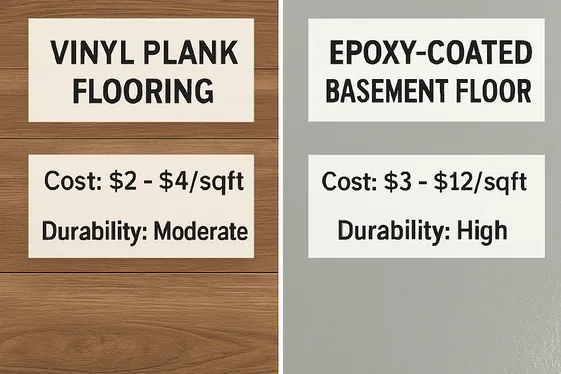 Comparison Table: Vinyl Plank Flooring vs. Epoxy Coating illustration
