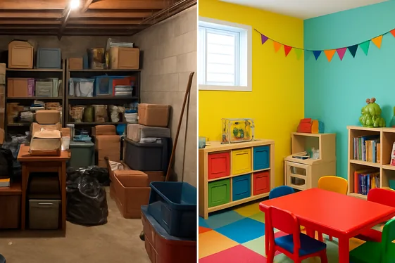 Transform It Into a Playroom: Before and After illustration