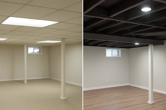 Compare Drop Ceiling vs. Paint for the Ceiling Finish illustration