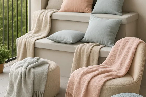 Layer Textures with Throws and Poufs illustration