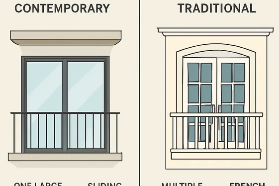 Comparison of Contemporary vs. Traditional Balcony Doors illustration