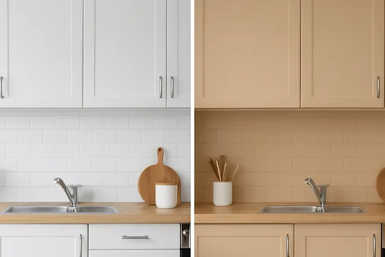 Before and After: Beige Wall Transformations illustration