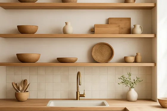 Layering Beige with Natural Wood Elements illustration