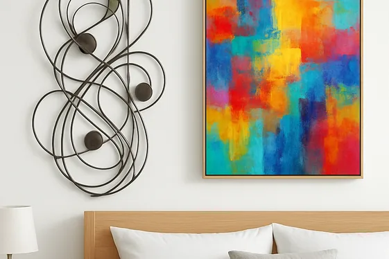 Contrast Between Metal Art Sculptures and Canvas Art Pieces illustration