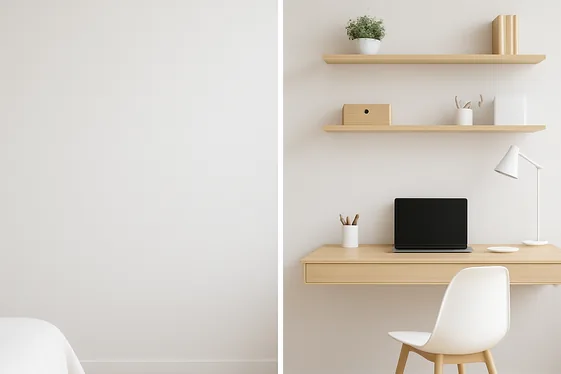 Before and After: Adding a Floating Desk to the Blank Wall illustration