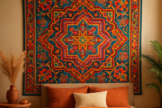 Display Colorful Tapestries to Amplify Boho Spirit illustration