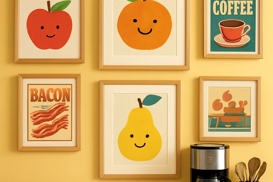 Hang Cute Artwork or Prints with Kitchen Themes illustration