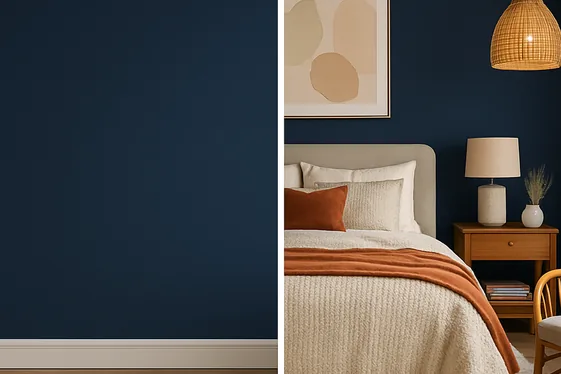 Before and After: Transforming a Dark Blue Accent Wall illustration