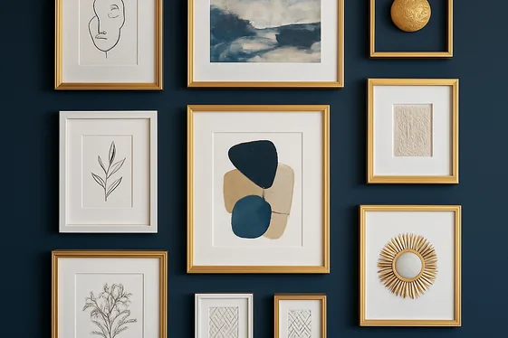Steps to Build a Dark Blue Gallery Wall illustration