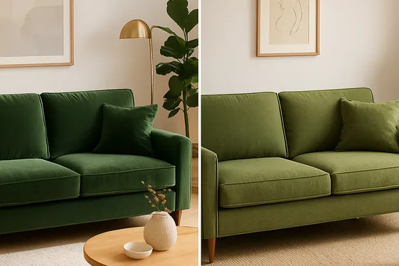 Comparing Velvet and Cotton Green Sofas illustration