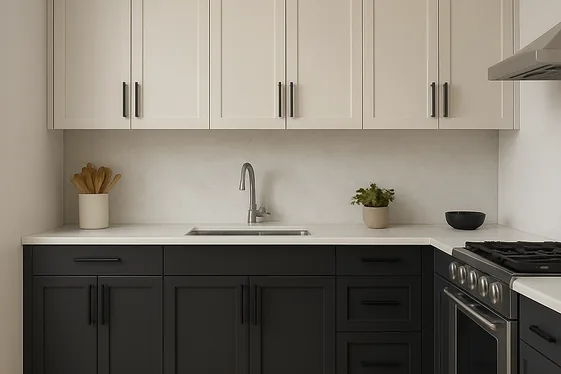 Use Two-Tone Cabinets to Break Up Wall Height illustration