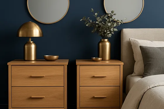 Mix Oak Nightstands with Bold Accent Colors illustration