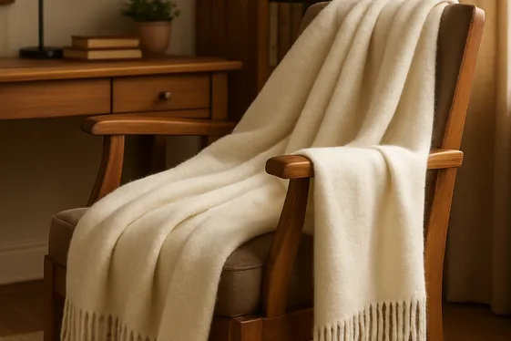 High-Quality Wool Throw Blanket on a Reading Chair illustration