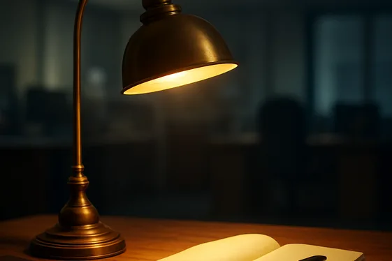 Vintage-Inspired Brass Desk Lamp With Warm Lighting illustration