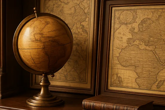 Antique Globe and Maps to Inspire a Worldly Vibe illustration