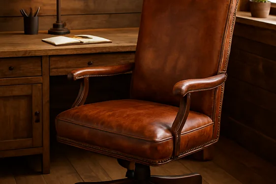 Add Leather Desk Chairs with a Patina Finish illustration