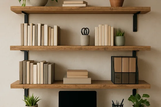 Build Open Shelving Using Rough-Cut Timber illustration