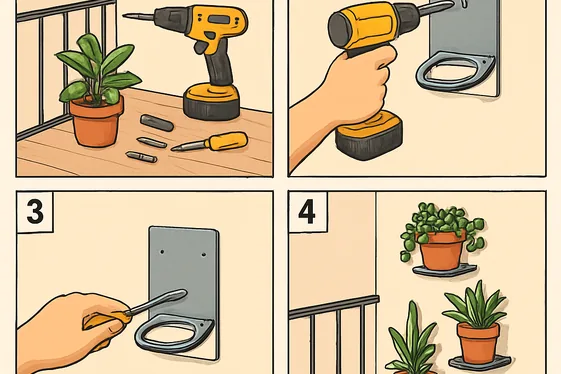 Install Wall-Mounted Plant Holders illustration