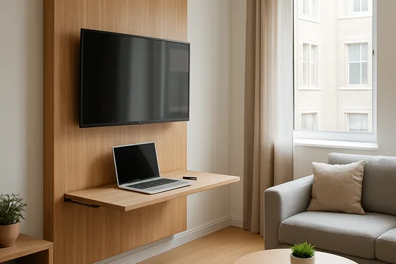 Install a Fold-Down Wall-Mounted Desk and TV Combo illustration