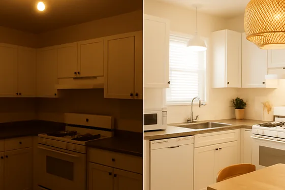 Before and After: Transforming Dark Kitchens with Smart Lighting illustration