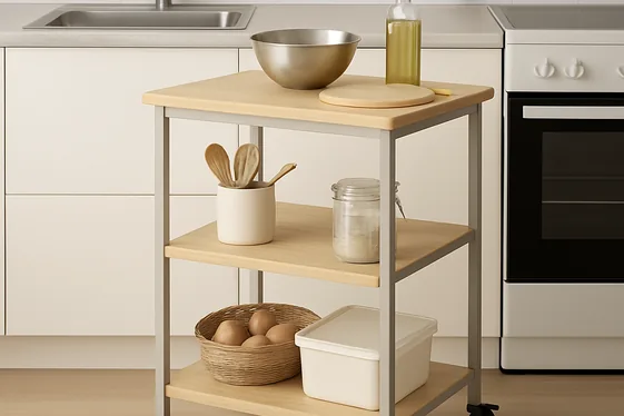 Steps to Add a Rolling Cart for Versatile Counter Space illustration