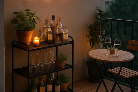 Balcony Bar Cart Ideas for Outdoor Entertaining illustration