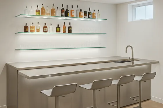 Create a Sleek Modern Basement Bar with Minimalist Design illustration