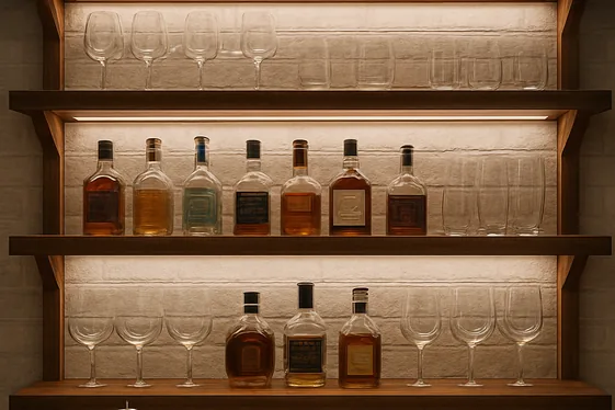 Use Open Shelving to Showcase Glassware and Spirits illustration