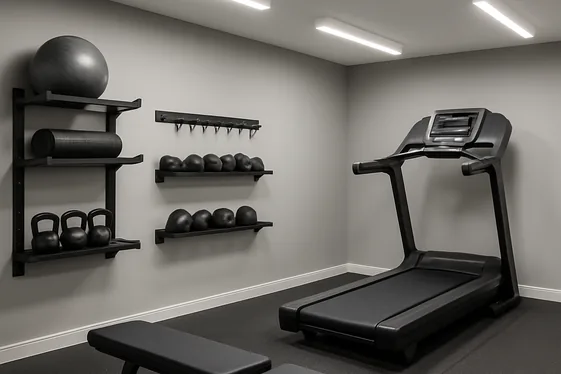 Modern Home Gym with Smart Storage Solutions illustration