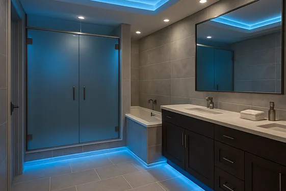 Luxurious Spa Bathroom Basement Remodel illustration