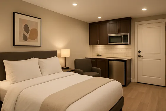 Stylish Guest Suite with Privacy Considerations illustration
