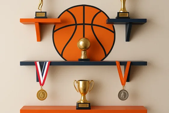 Step-by-Step Guide to Building a Basketball Trophy Shelf illustration