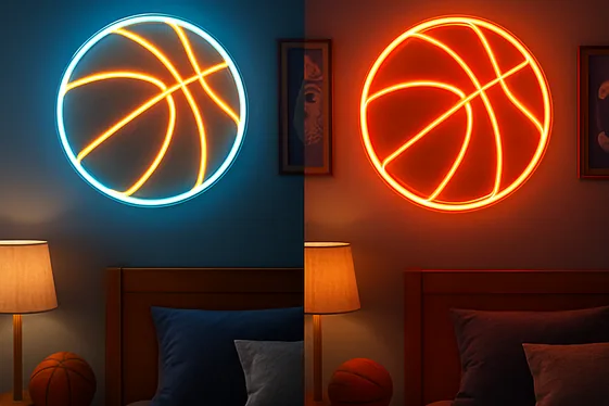Comparison of LED vs. Neon Basketball Signs illustration