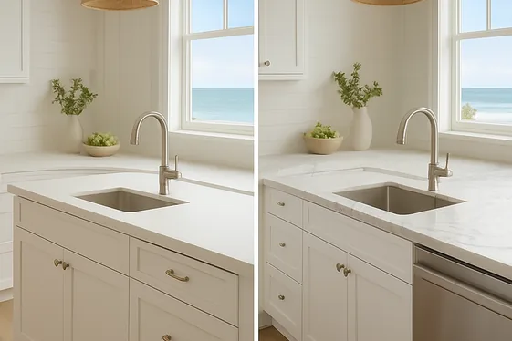 Comparing Solid Quartz vs. Marble Countertops for Beachy Vibes illustration